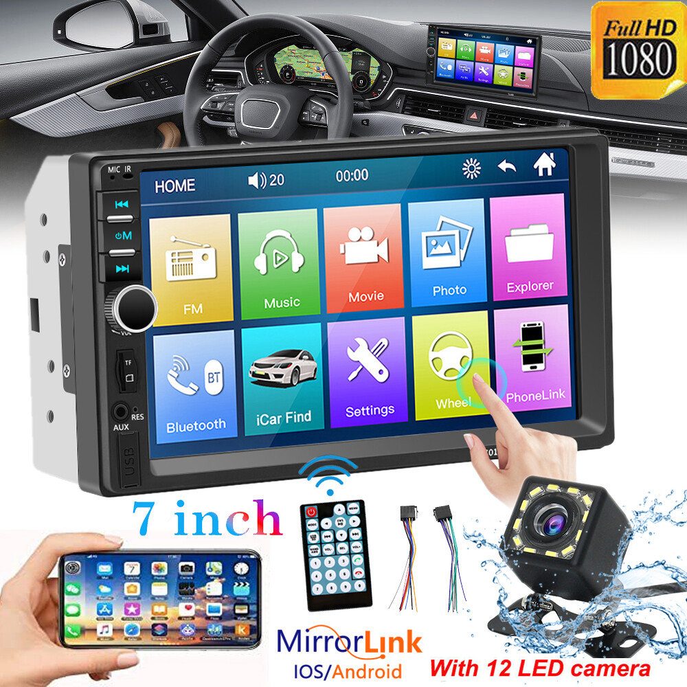 7in Double 2 DIN Car MP5 Player Bluetooth Touch Screen Stereo Radio With Camera