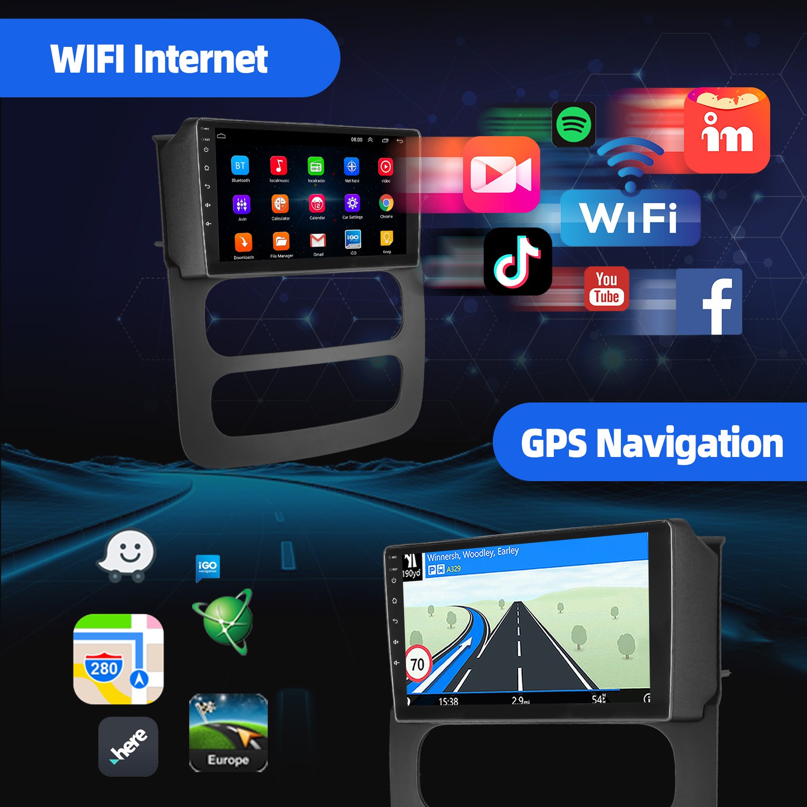 2+32G Car Stereo Radio Android 14 Carplay For 2002-2005 Dodge Ram 1500 2500 +DVR