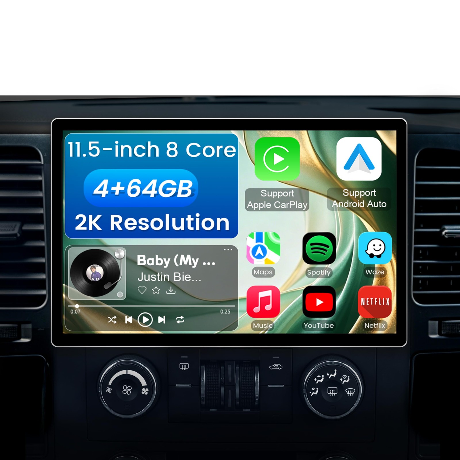 11.5″ 8 Core 2K Touchscreen Wireless Carplay Stereo for 2007-2013 Sierra Yukon