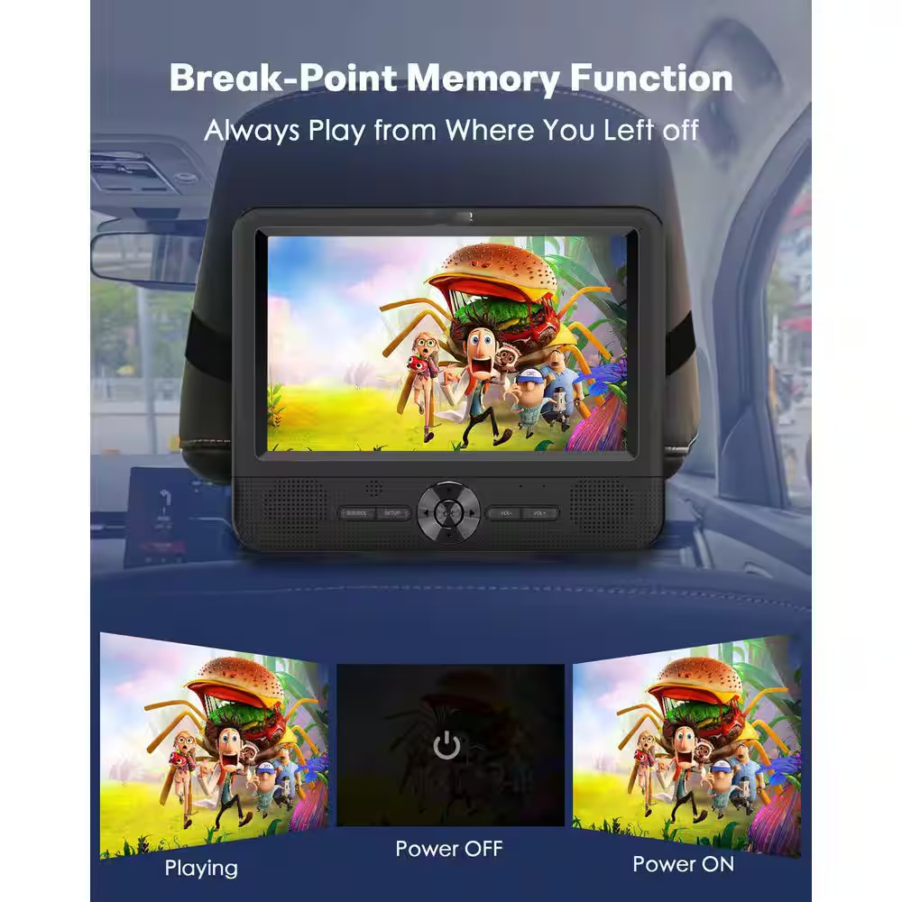 7.5 In. Car DVD Player Dual Screen Play a Same/2 Different Movies with AV Out/In