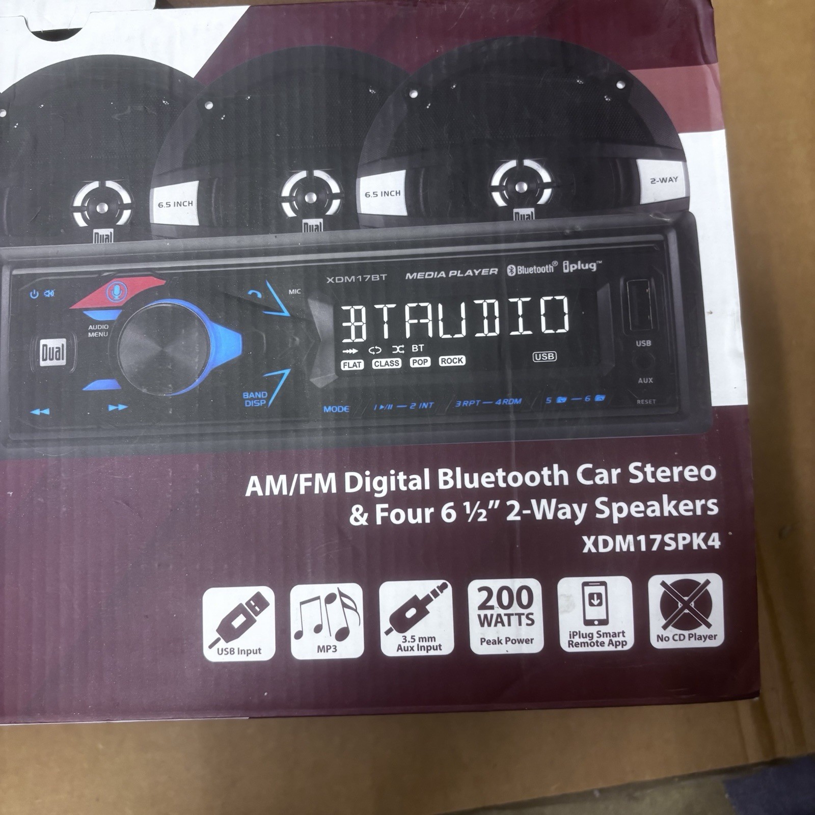 Car Stereo AM/FM Digital Car Stereo & Four 6 1/2 in 2-Way Speakers XDM17SPK4 New