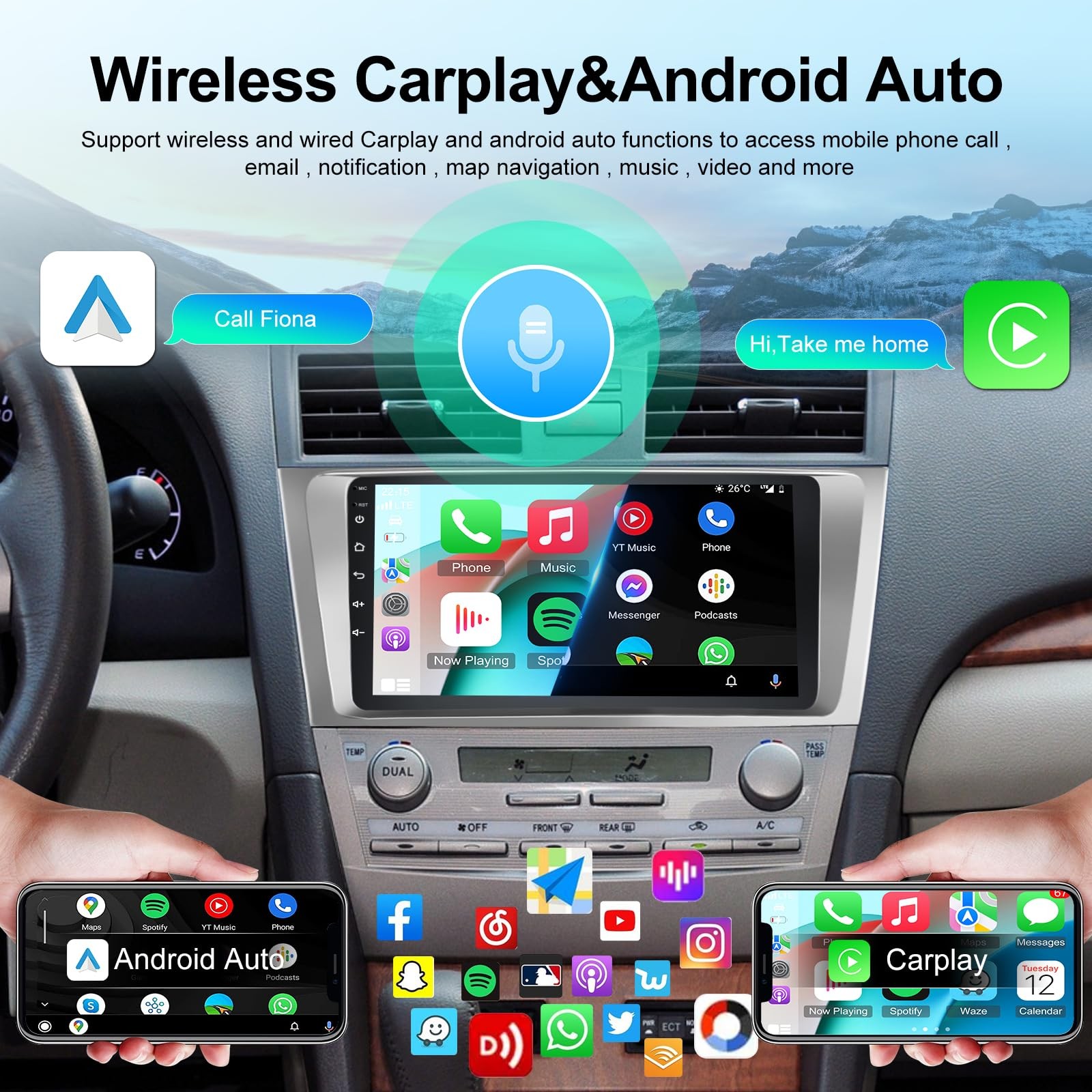 Nhopeew Upgrade Android For Toyota – 9 Inch Hd Touchscreen Dsp –