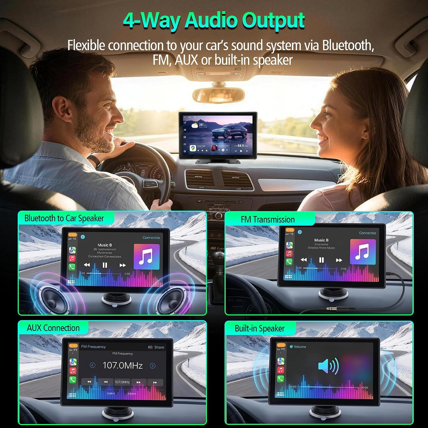 9″ Wireless Apple Carplay Screen for Car, Portable Apple Carplay & Android Auto