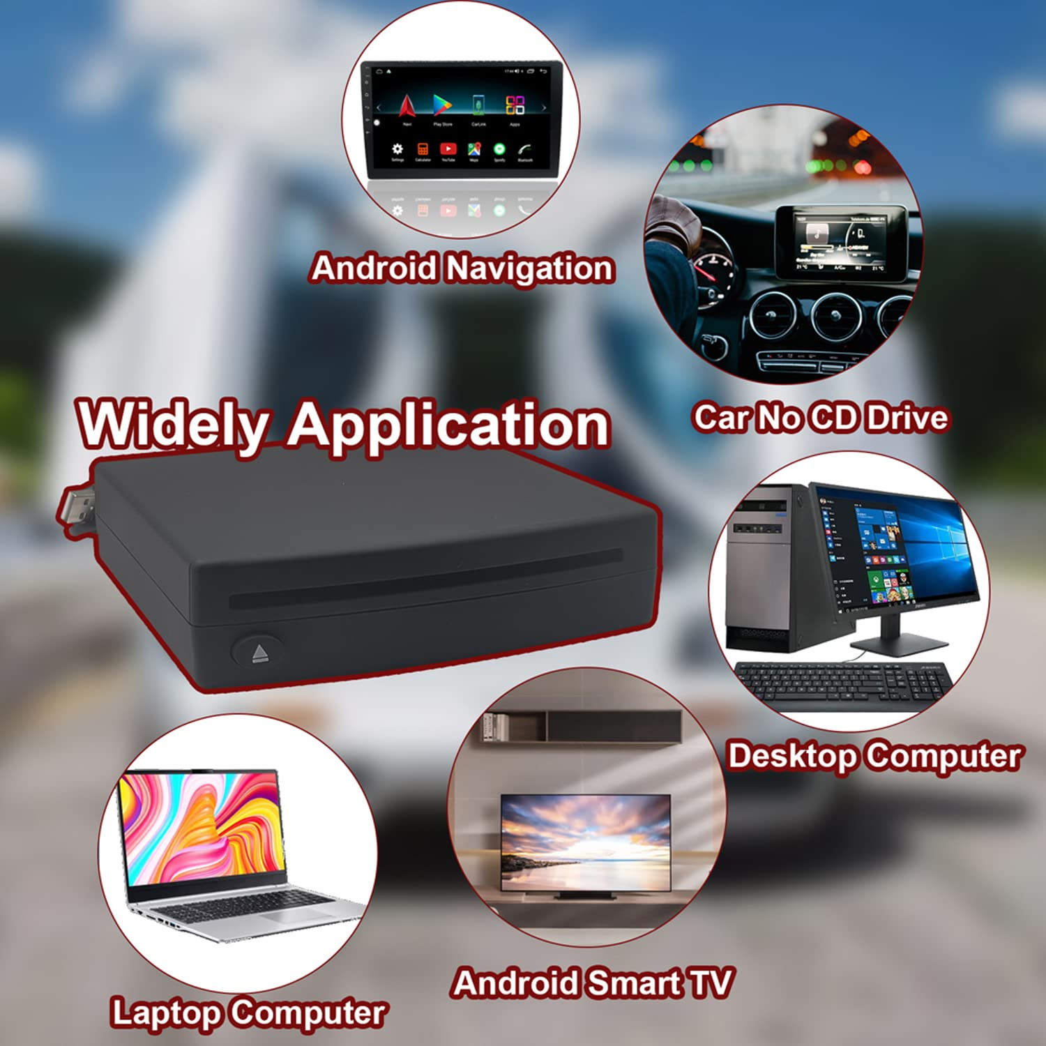External USB Car Universal CD Player,Vehicle CD Player for Car via USB Radio …