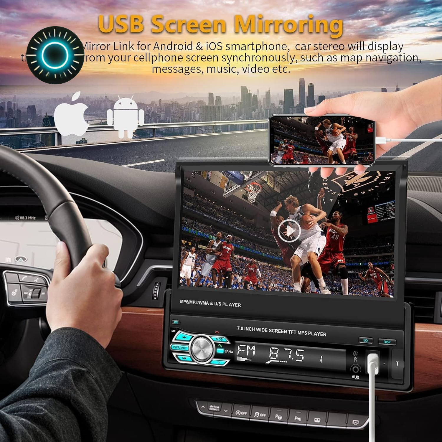 Single Din Car Stereo Bluetooth Backup Camera 7 Inch Touchscreen MP5 Player NEW