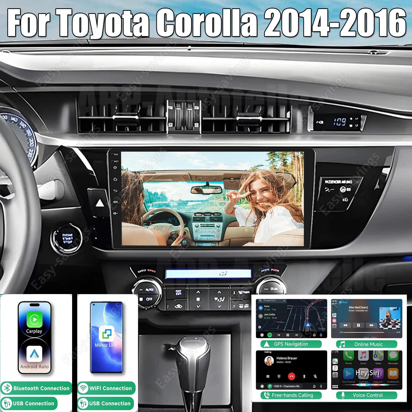 ANDROID 15 FOR TOYOTA COROLLA 2014-2016 32GB CAR STEREO RADIO GPS PLAYER CARPLAY