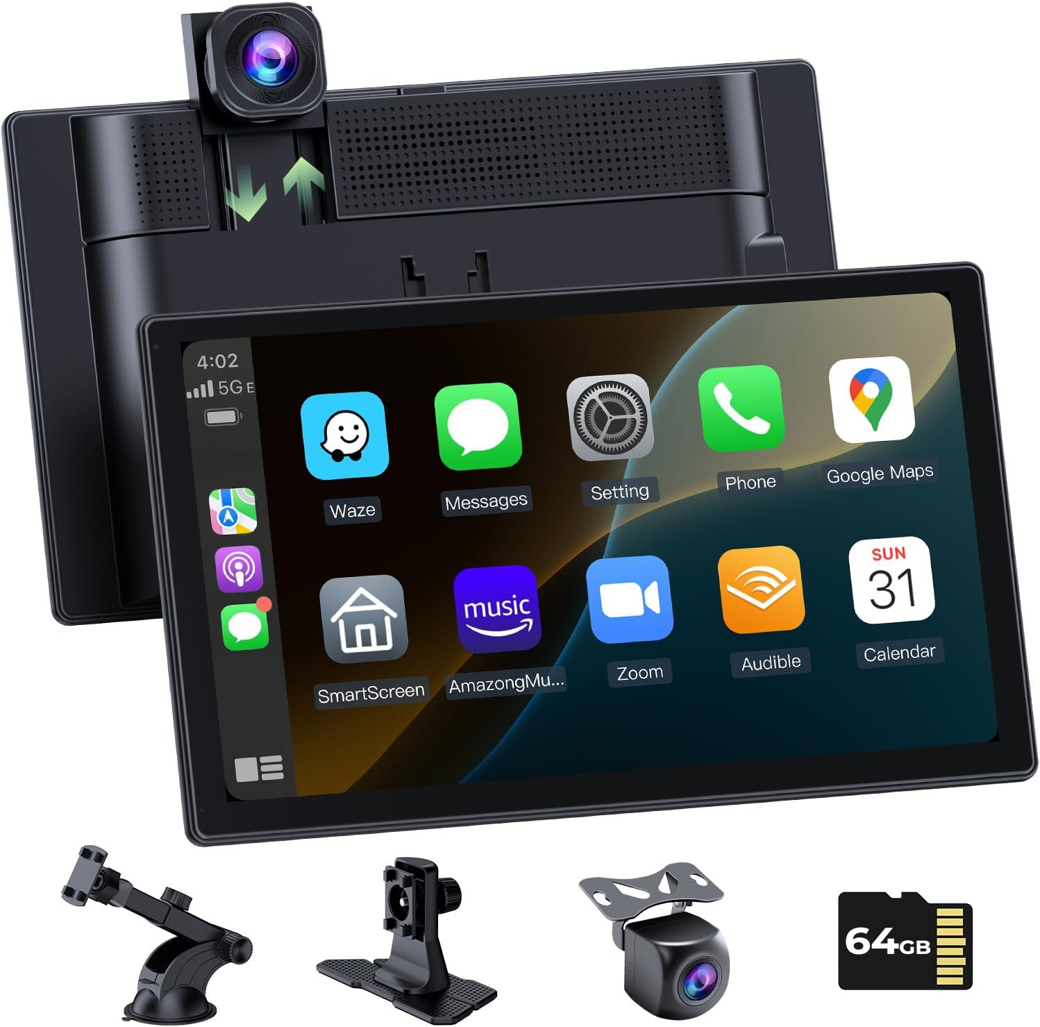 [2025 Upgrade] Apple Carplay Screen for Car&Android Auto Screen with 4K Dash Cam