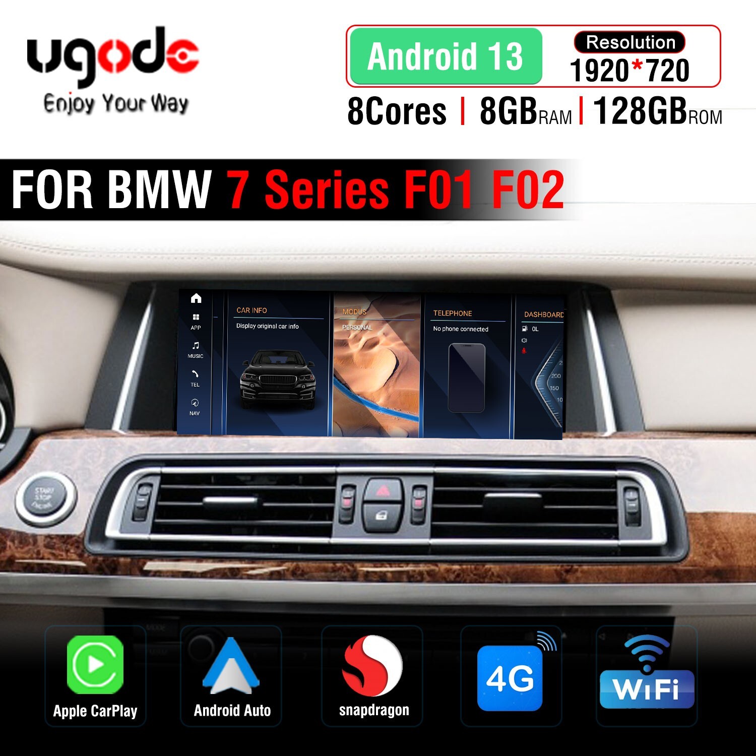 10.25 8+128G Android13 Screen UPGRADE CARPLAY BMW 7 Series F01 F02 2009-2012 CIC