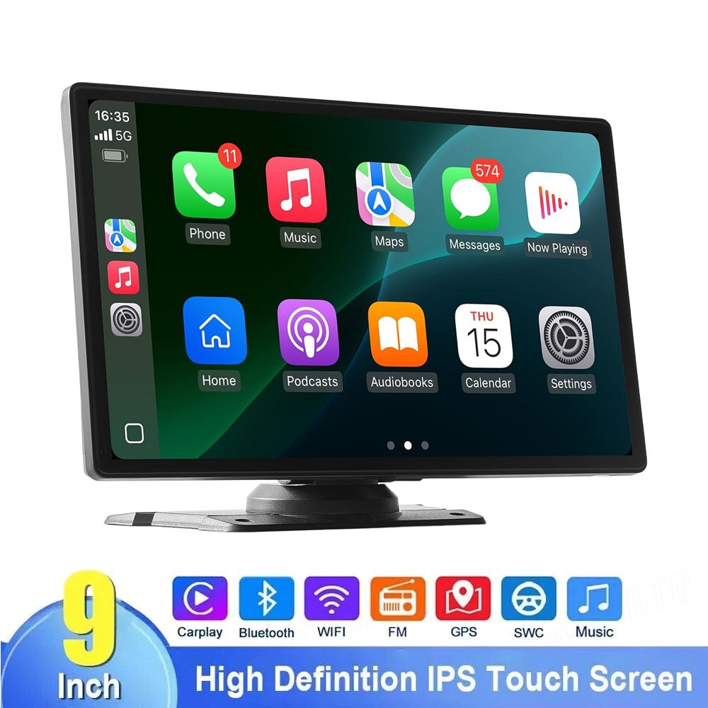 9 Inch IPS Touch Screen Car Portable Apple CarPlay Tablet Android Auto Radio DSP