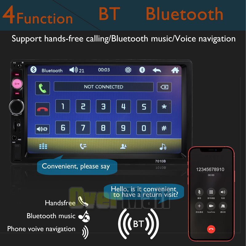 Backup Camera+Double Din Car Stereo Radio mp3 Player Bluetooth with Mirrorlink