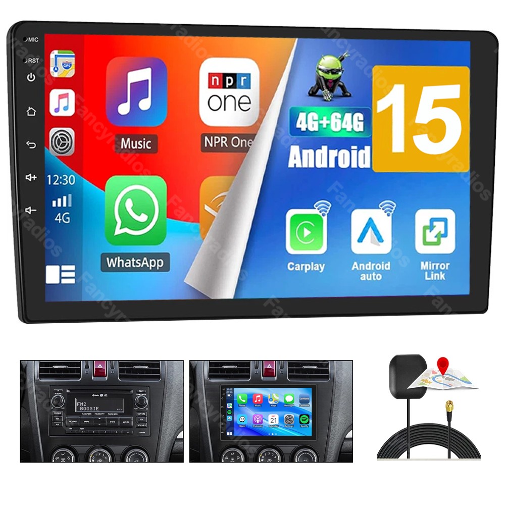 10.1″ Android 15 Car Stereo CarPlay GPS FM Radio WIFI Player 4+64GB Head Unit
