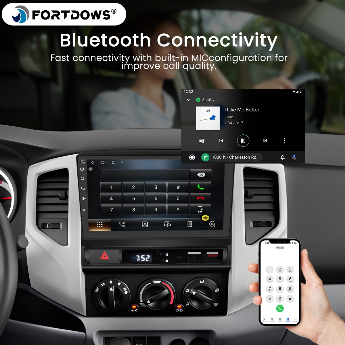 4+64GB Android 13.0 For TOYOTA TACOMA 2005-2013 CarPlay Stereo Radio Navigation