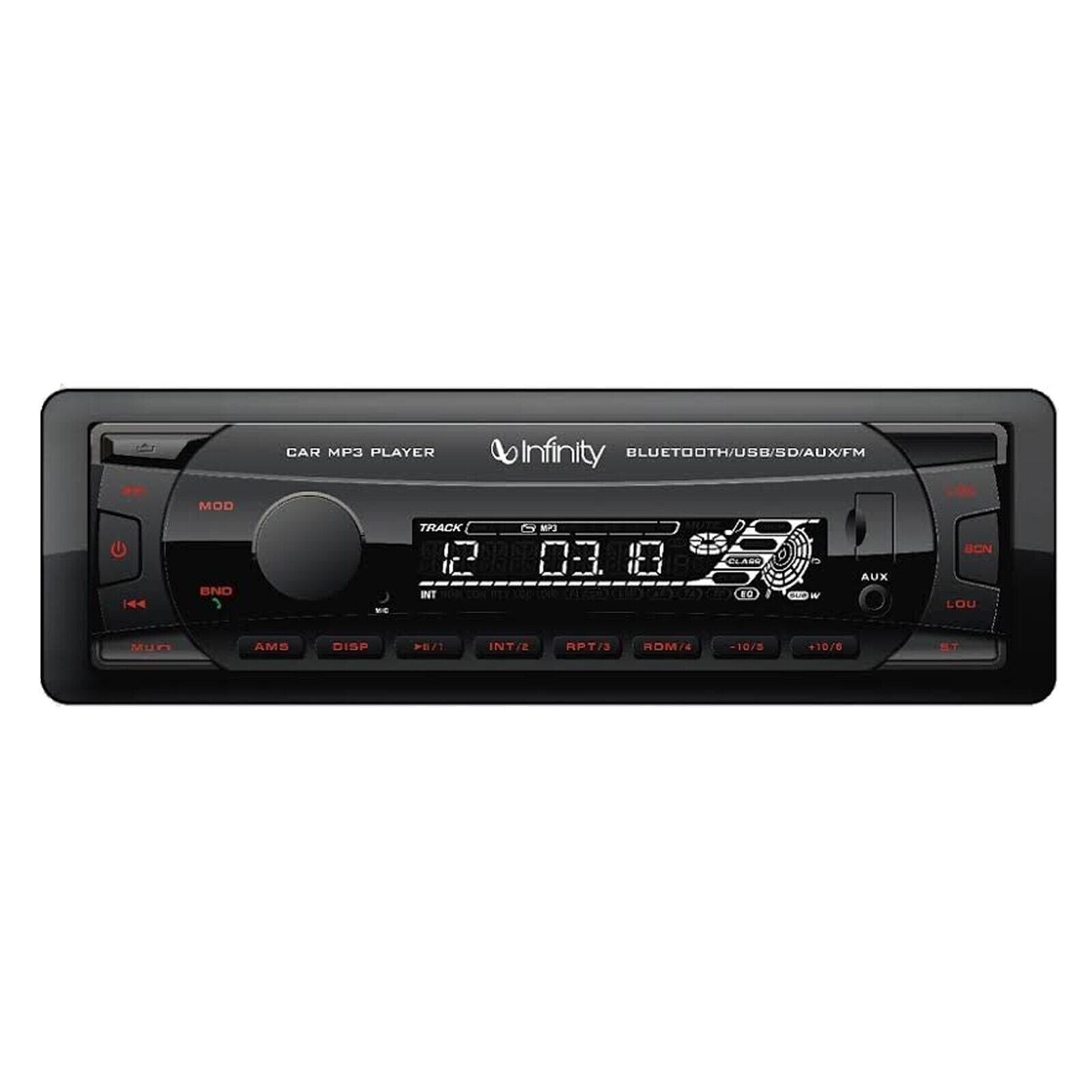 INFINITY Alpha100 Media Radio/USB/Bluetooth/Aux/SD/EQ MP3 1-Din Car Stereo 50×4