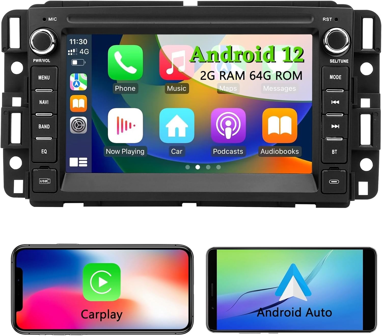 7 Inch Android 12 Car Radio for Chevrolet with Built-in GPS & CarPlay
