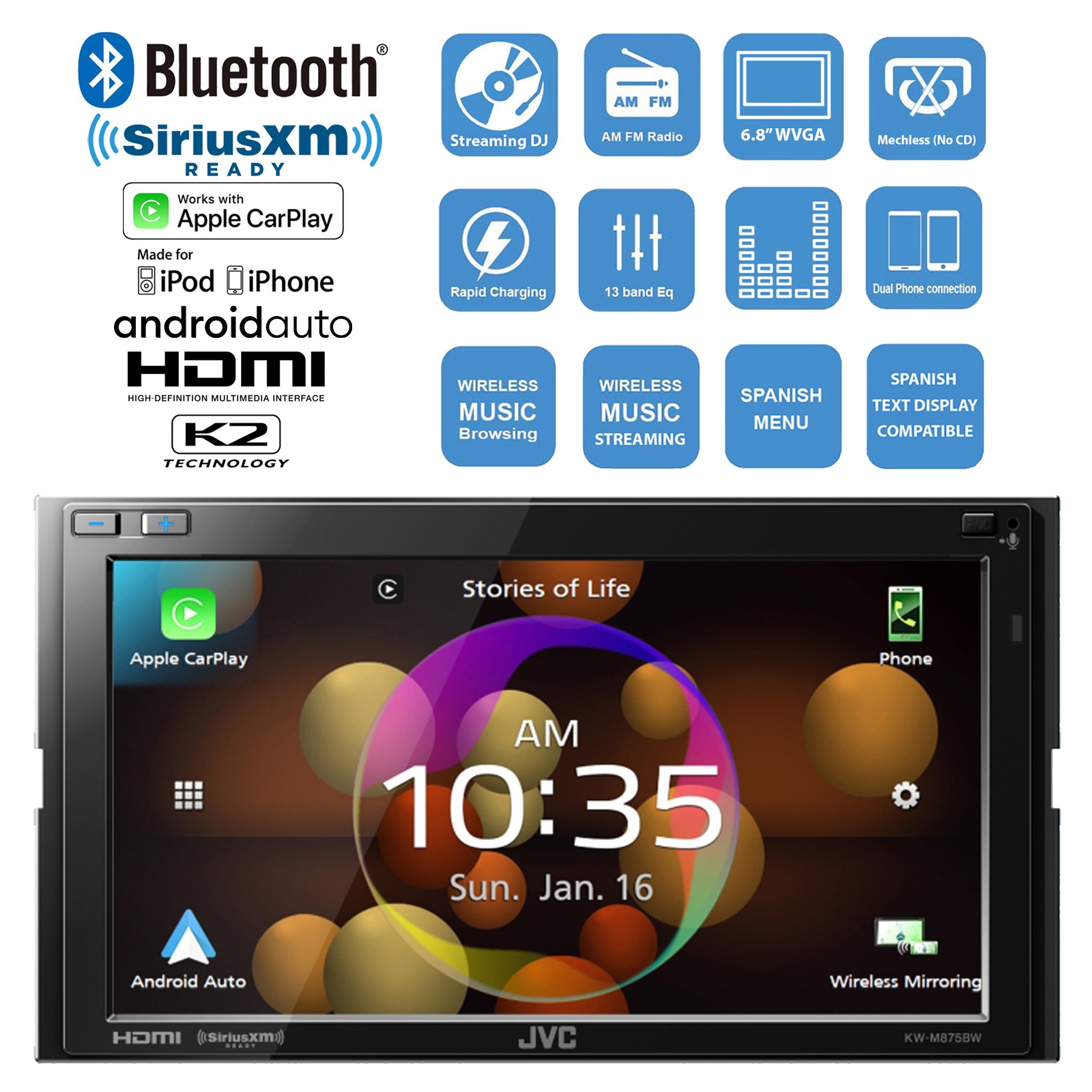 In-Dash 2-DIN Bluetooth Multimedia AV Receiver, 4x 6×9″ 500 Watt 3-Way Speakers