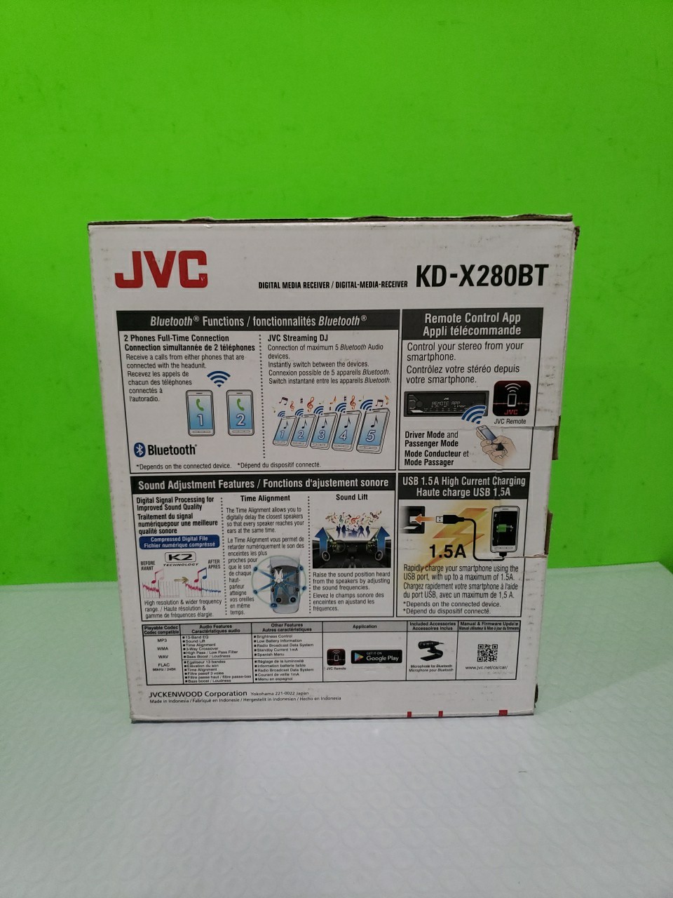 JVC KD-X280 BT Bluetooth Digital Car Media Receiver Single DIN AM/FM Radio Open