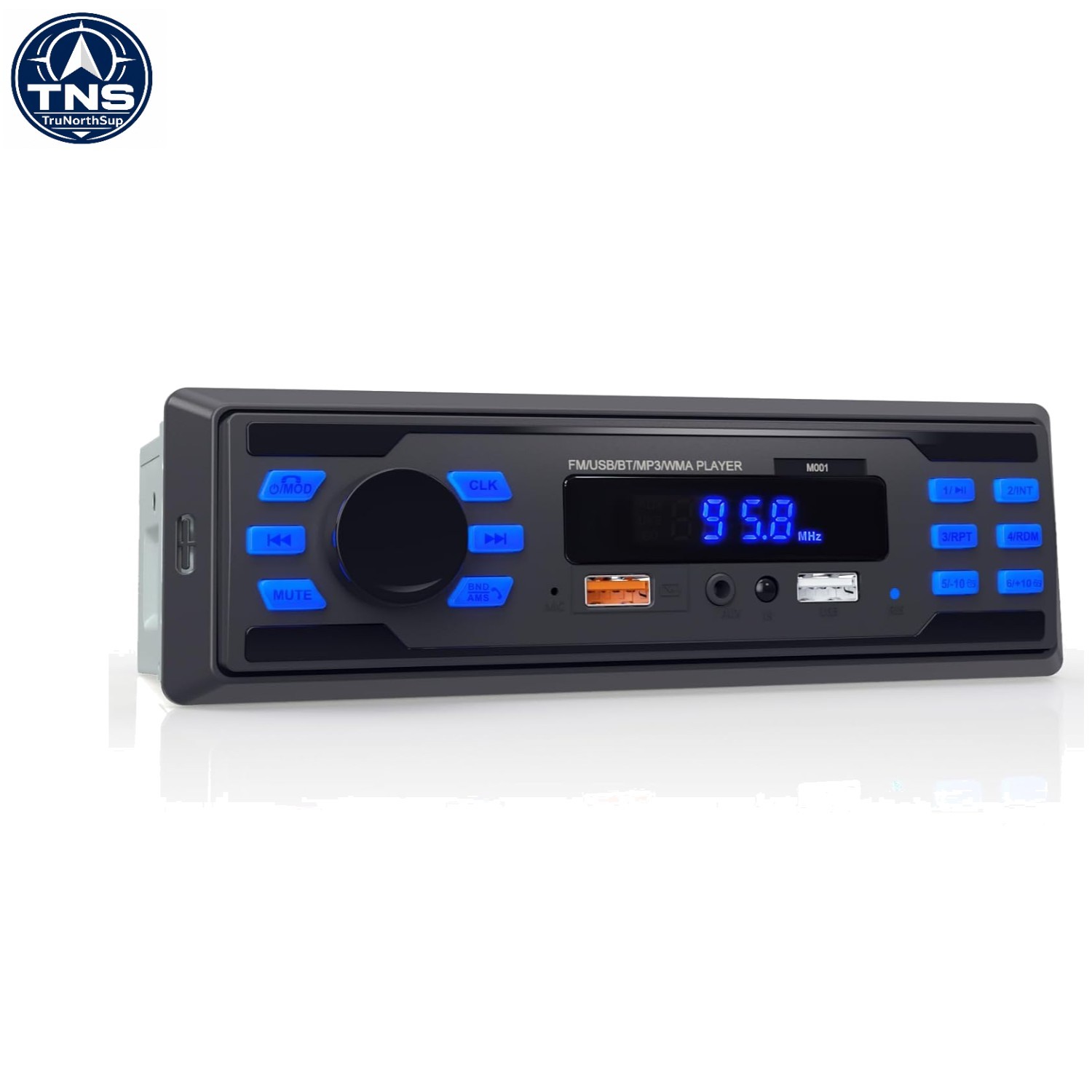 Compact Bluetooth Car Audio System with Dual USB Ports & User-Friendly Interface