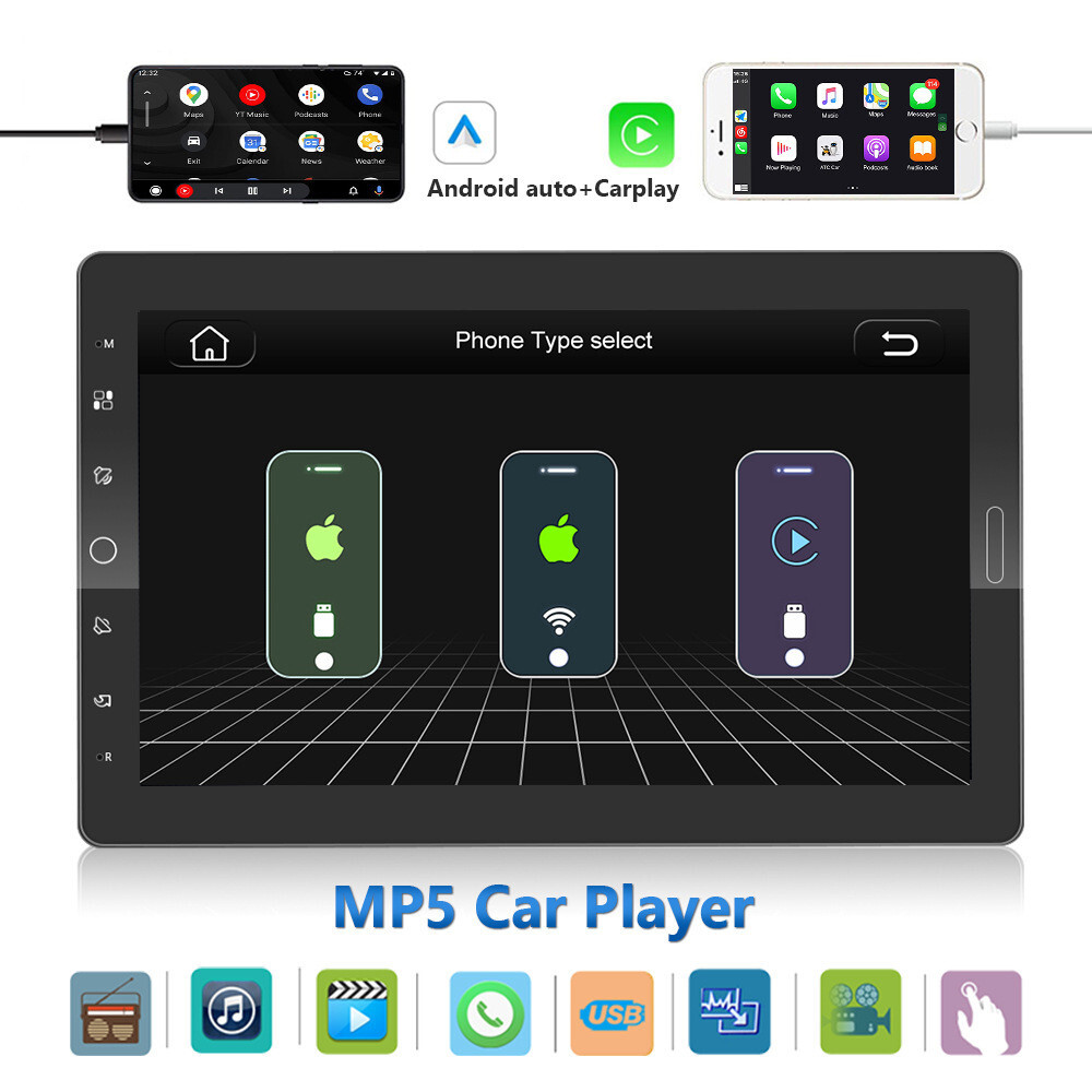 10.1in HD Car Stereo Radio Touch Screen Bluetooth Mirror Link For Android Auto