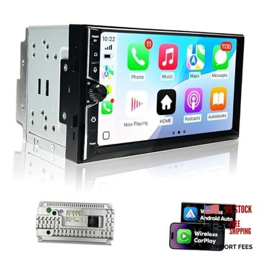 Double Din Car Stereo, 7″ QLED Touchscreen 1280×720, 2GB RAM 64GB ROM,