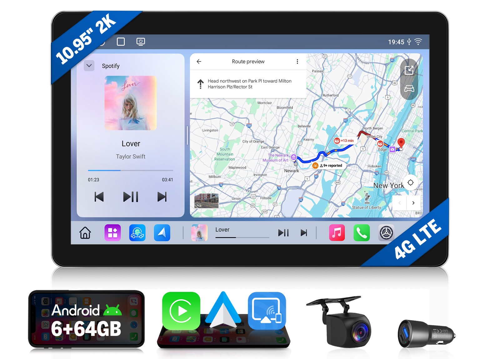 QCM6225 Car Stereo HeadUnit 10.95″ 2K QLED Android Single DIN GPS Multimedia DSP