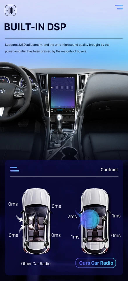 Tesla Style Car Radio GPS Navigation CarPlay For Infiniti Q50 Q60 2013-2023 32GB
