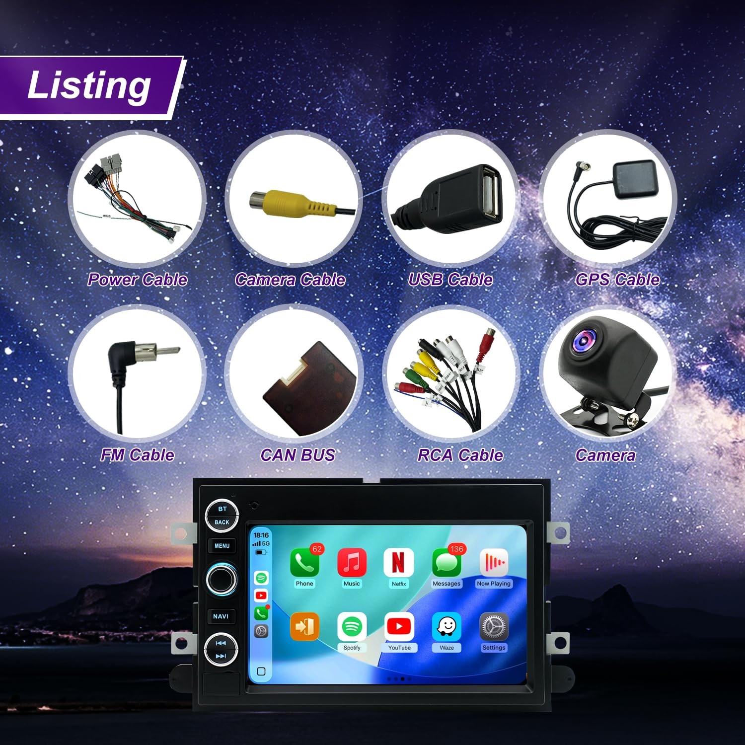 5G WiFi Radio for Ford F150/F250/F350 E-Series, Android Auto & CarPlay