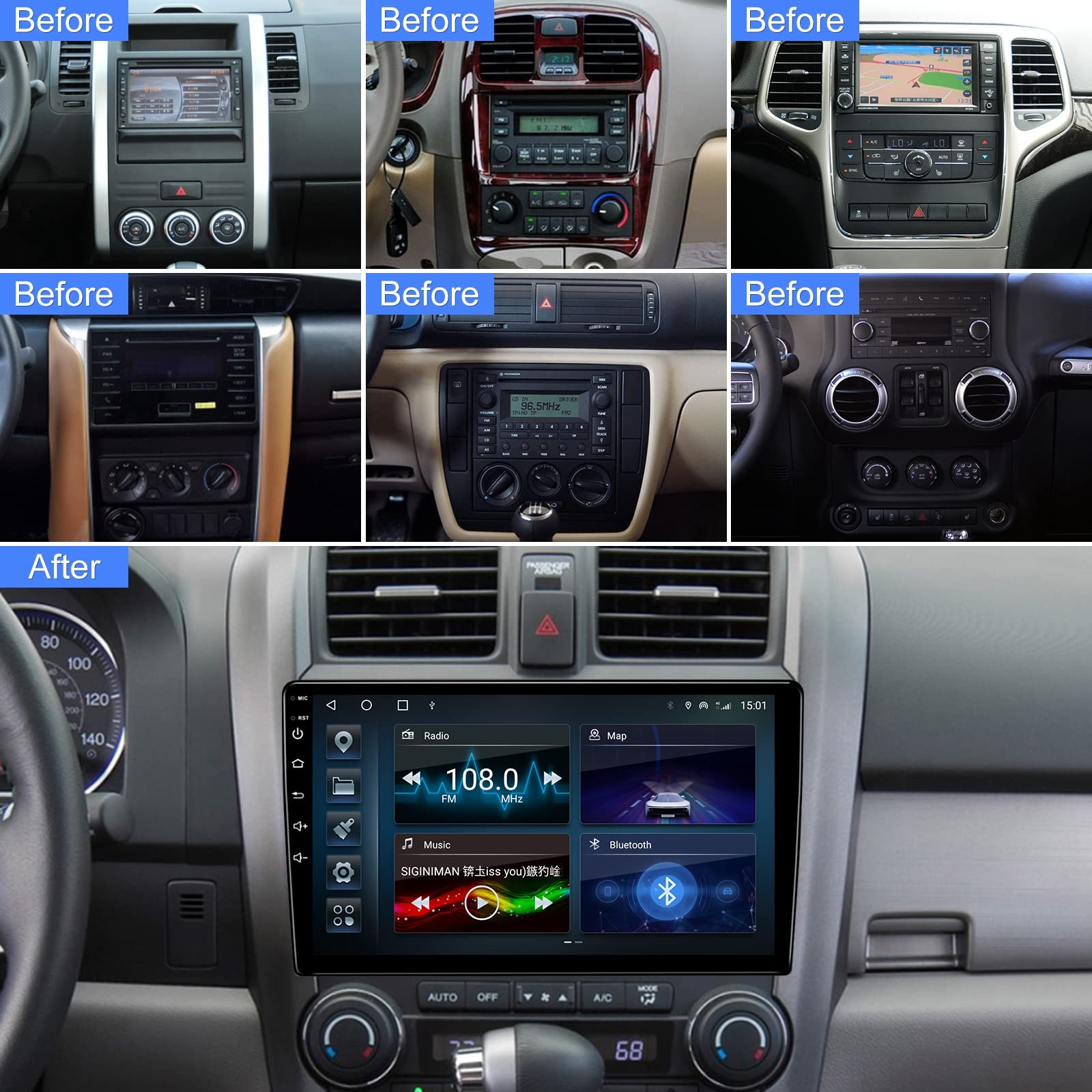 Kspiv 9 Inch Touch Screen Android 13 Car Stereo Universal Double Din Car Radio