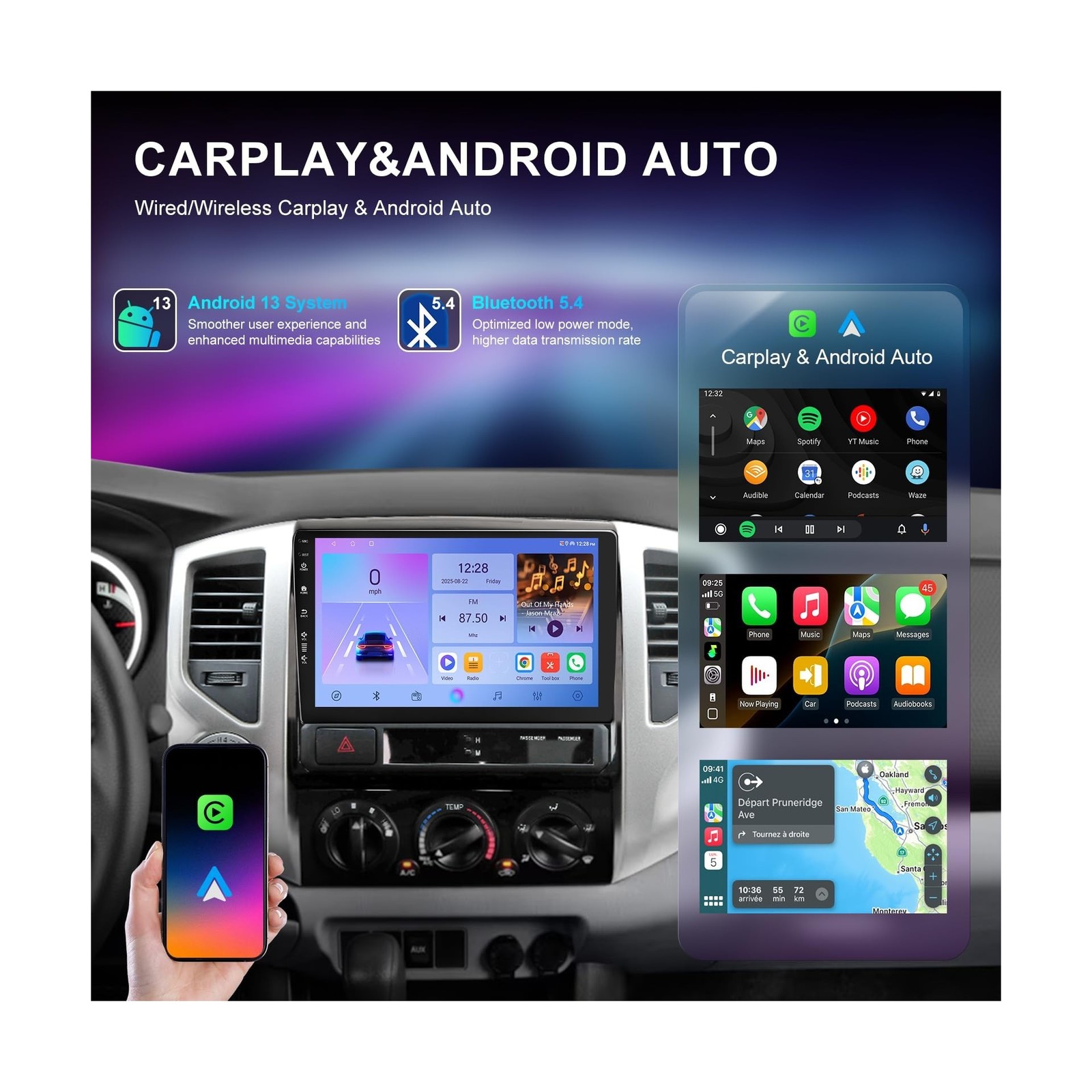 Car Radio Stereo for Toyota Tacoma 2005-2015,9″ Android 13 Touchscreen Head U…