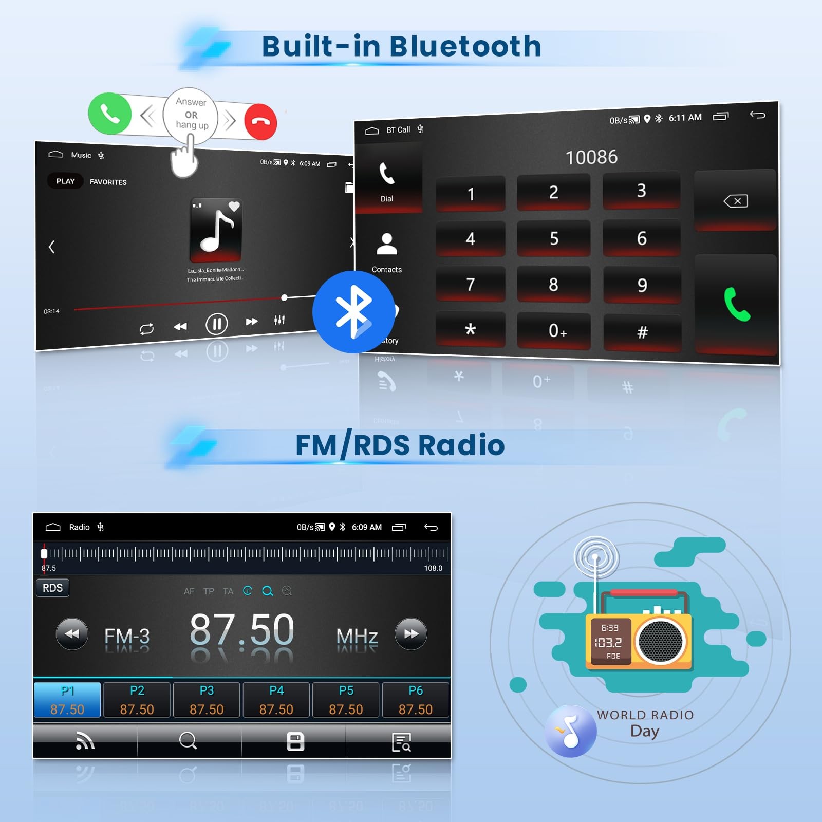 64G Car CarPlay Radio Stereo GPS For Kia Forte 2013-2018 Navi WiFi FM 1280*800