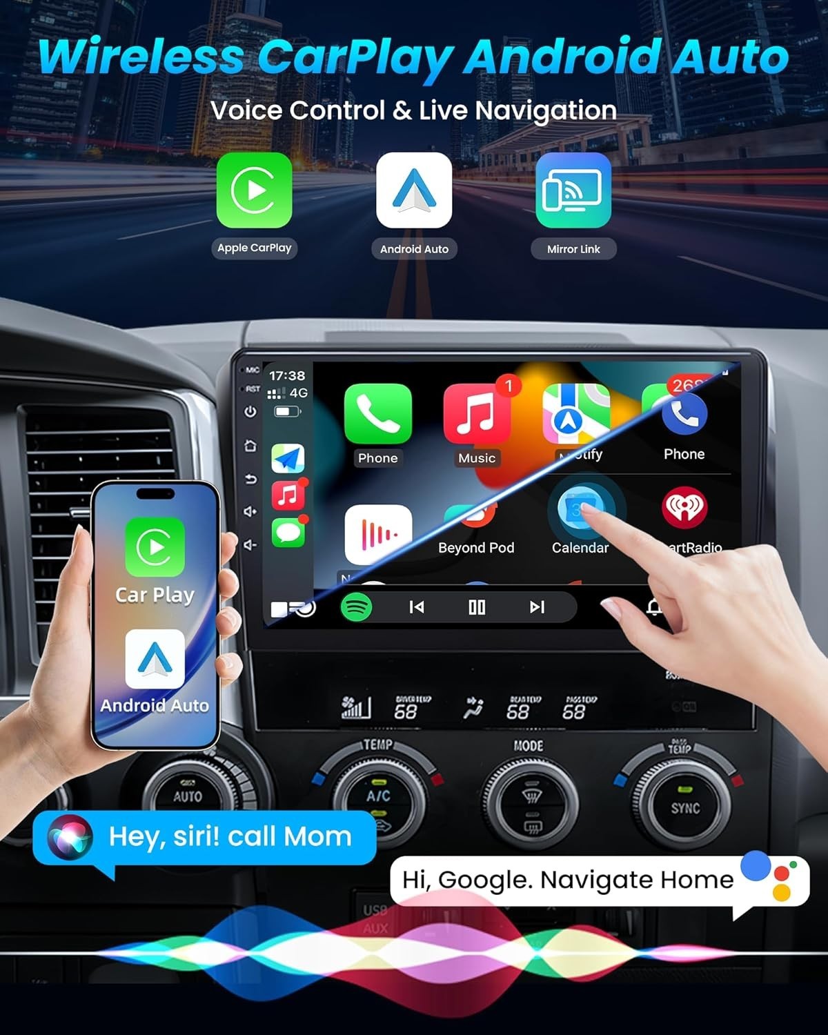 10.2″ 8Core 32G Android Auto Carplay Stereo for Toyota Tundra 2007-2013