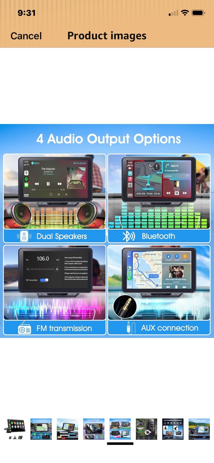 8” Wireless Portable CarPlay & Android Auto Screen with Backup Camera NEW!!!