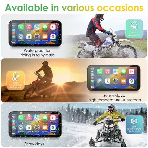 W533 Wireless Carplay Android Auto Motorcycle Stereo with HD 1080P not Camera