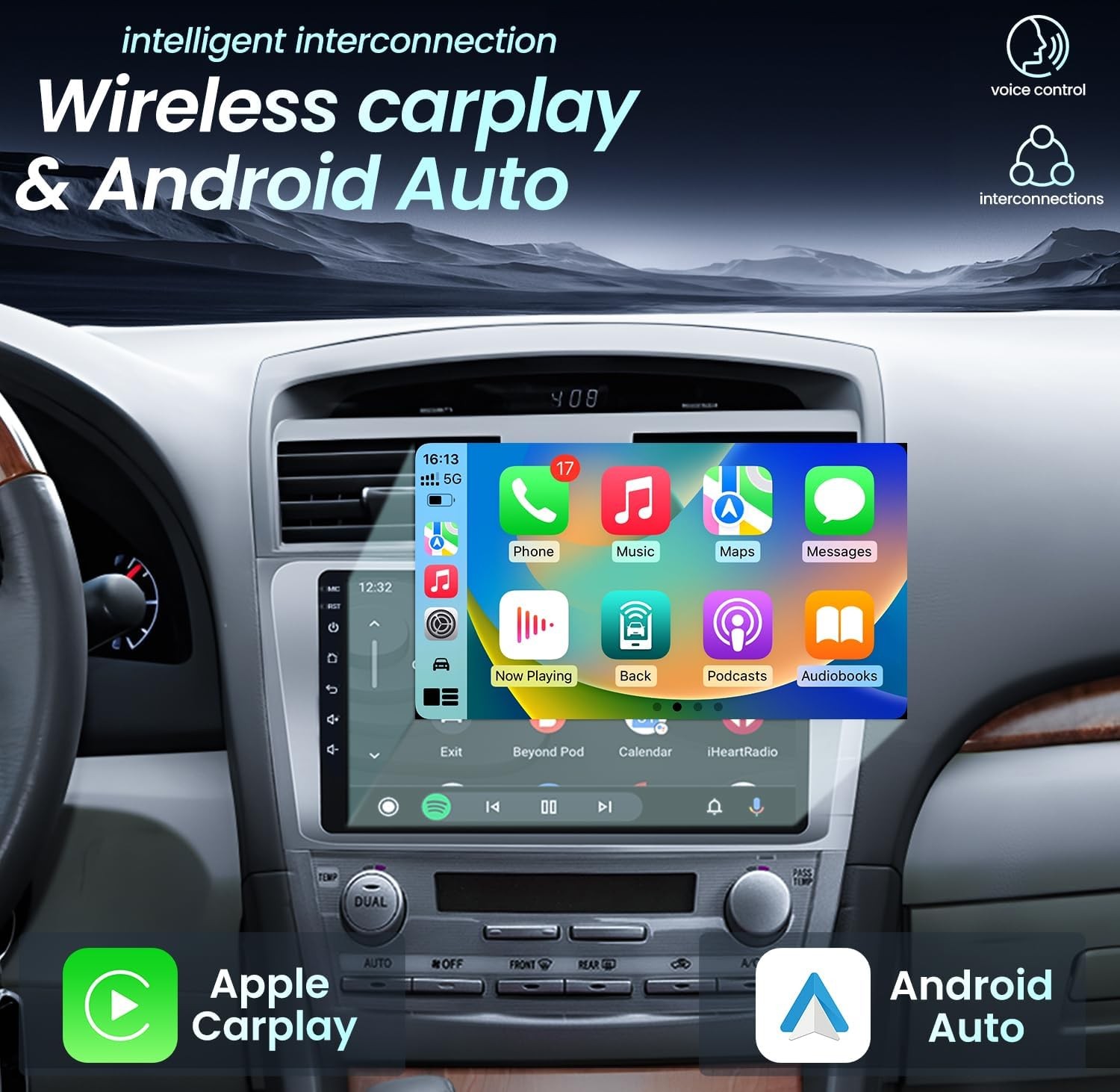 For Toyota Camry 2007-2011 Android 13 Apple CarPlay Car Stereo Radio GPS Navi