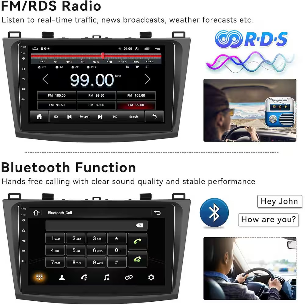 13 Car Stereo for Mazda 3 2009-2013 with Wireless Android Auto 9 In. Touch Scree