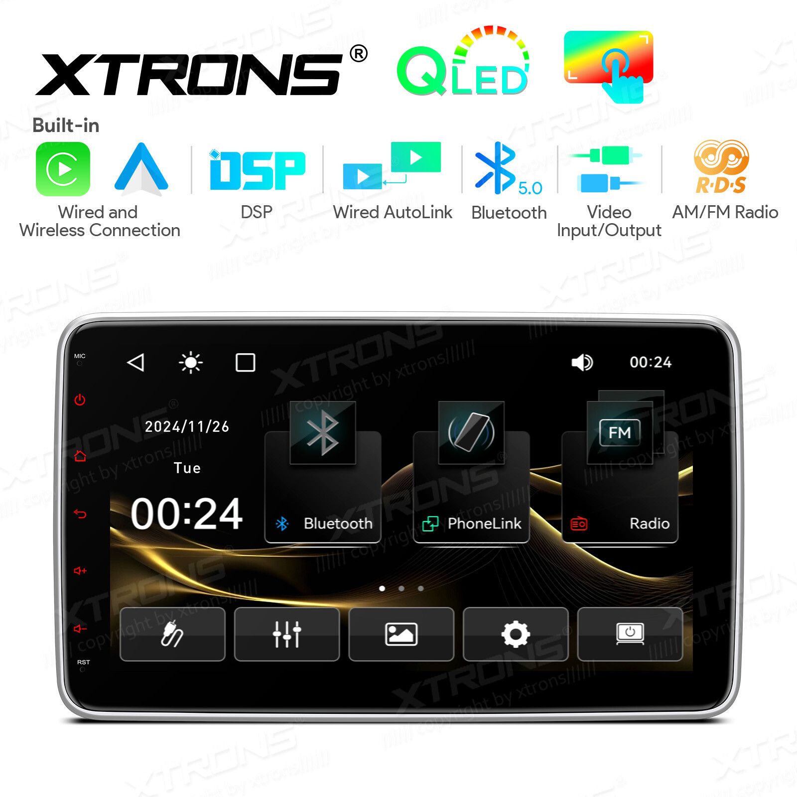 1 DIN 10.1″ Car Stereo AM/FM Radio GPS SatNav IPS QLED Screen Head Unit CarPlay