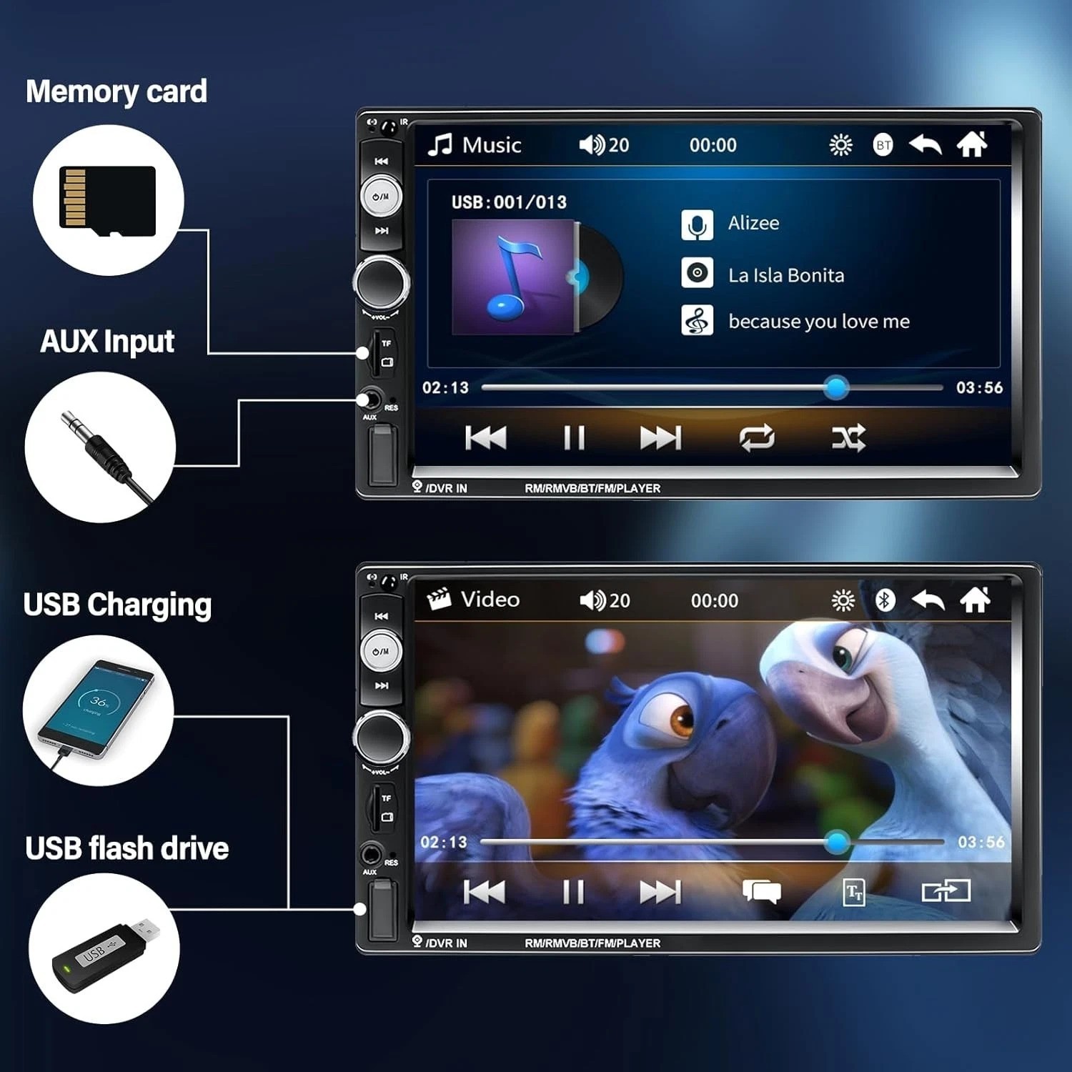 Advanced 7“ Touchscreen MP5 Car Player with Mirror Link & Steering Wheel Control