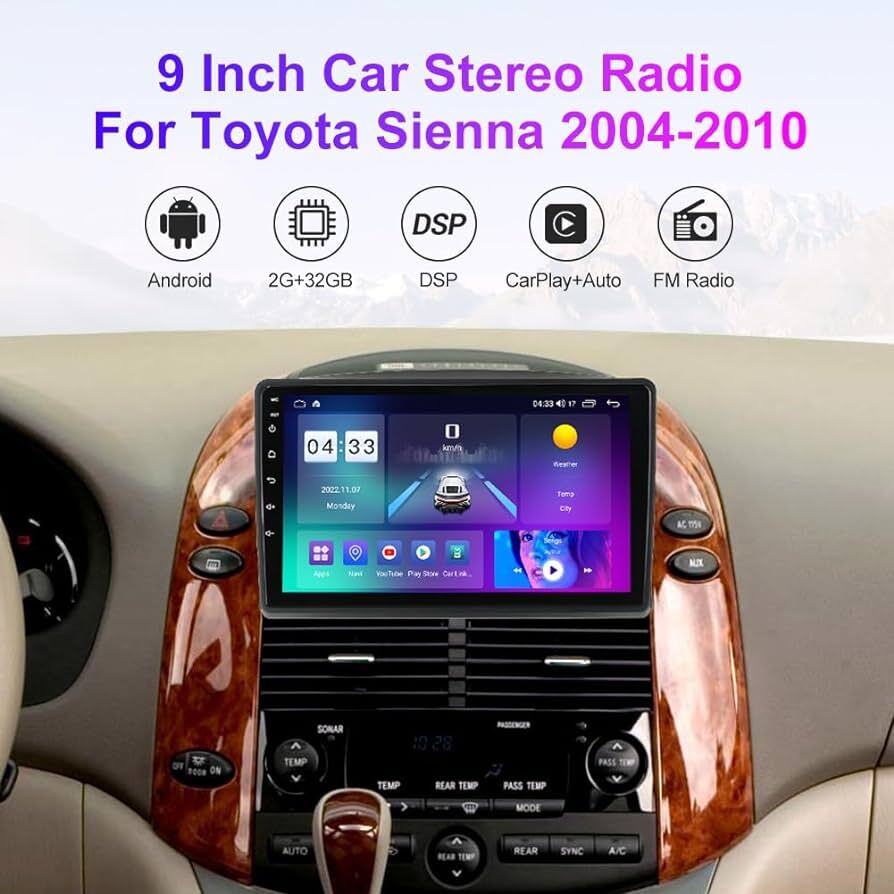 Android Car Radio GPS Navi For Toyota Sienna 2004-2010 CarPlay w/Camera 1280*800