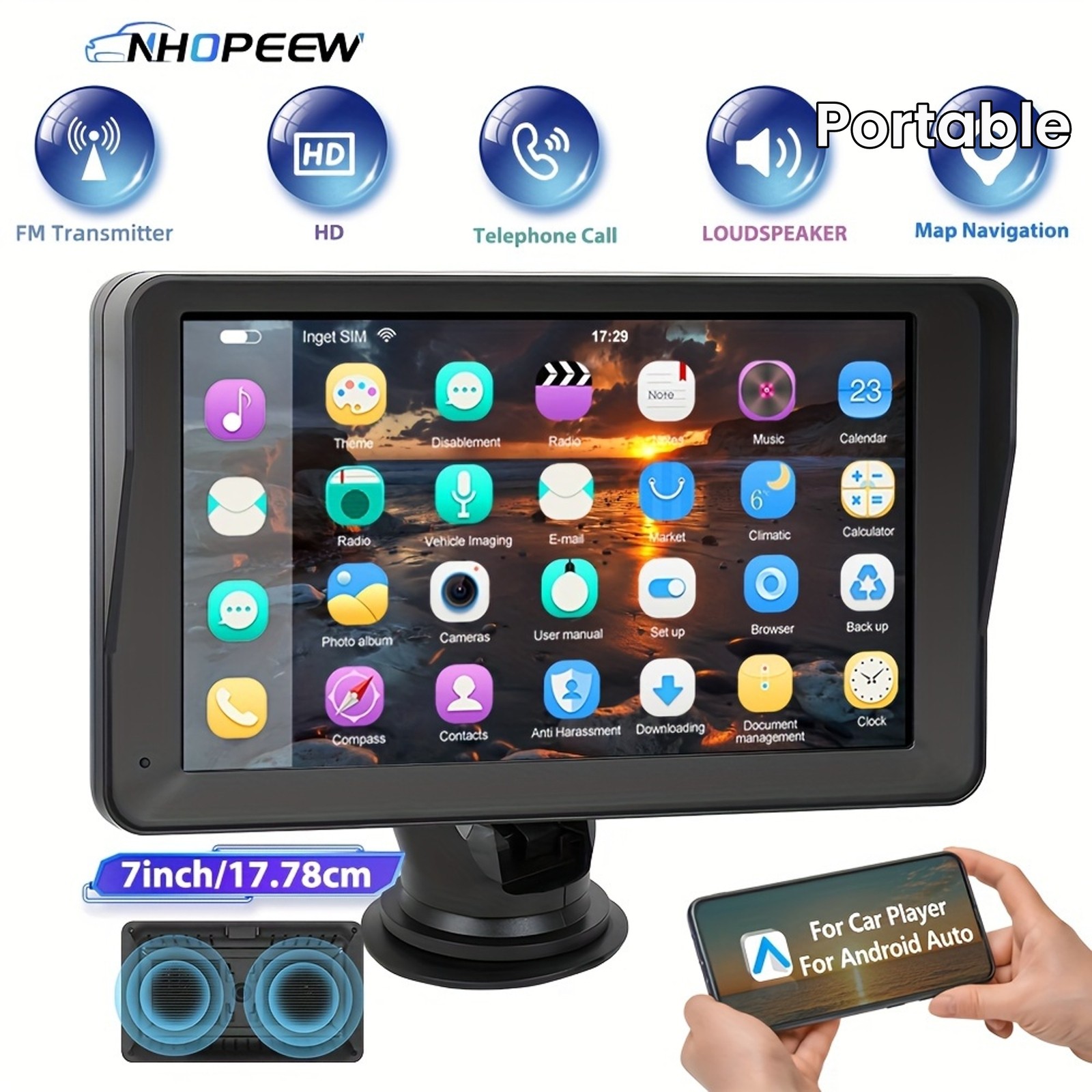 7-inch Car Radio Stereo Touch Screen Android Auto Handsfree Calls Navigation