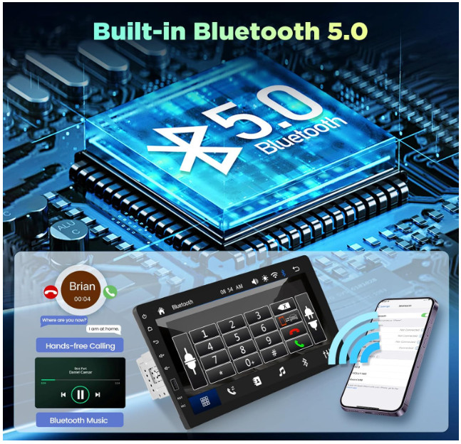 9inch Single Din Touchscreen Car Stereo Compatible with Wireless Carplay and And