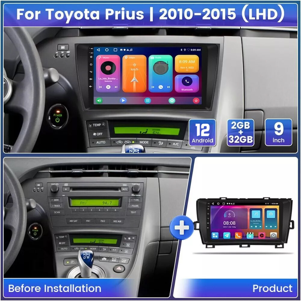 Android 13 For Toyota Prius 2010-2015 Carplay Car Stereo Radio Navi GPS 1280*800
