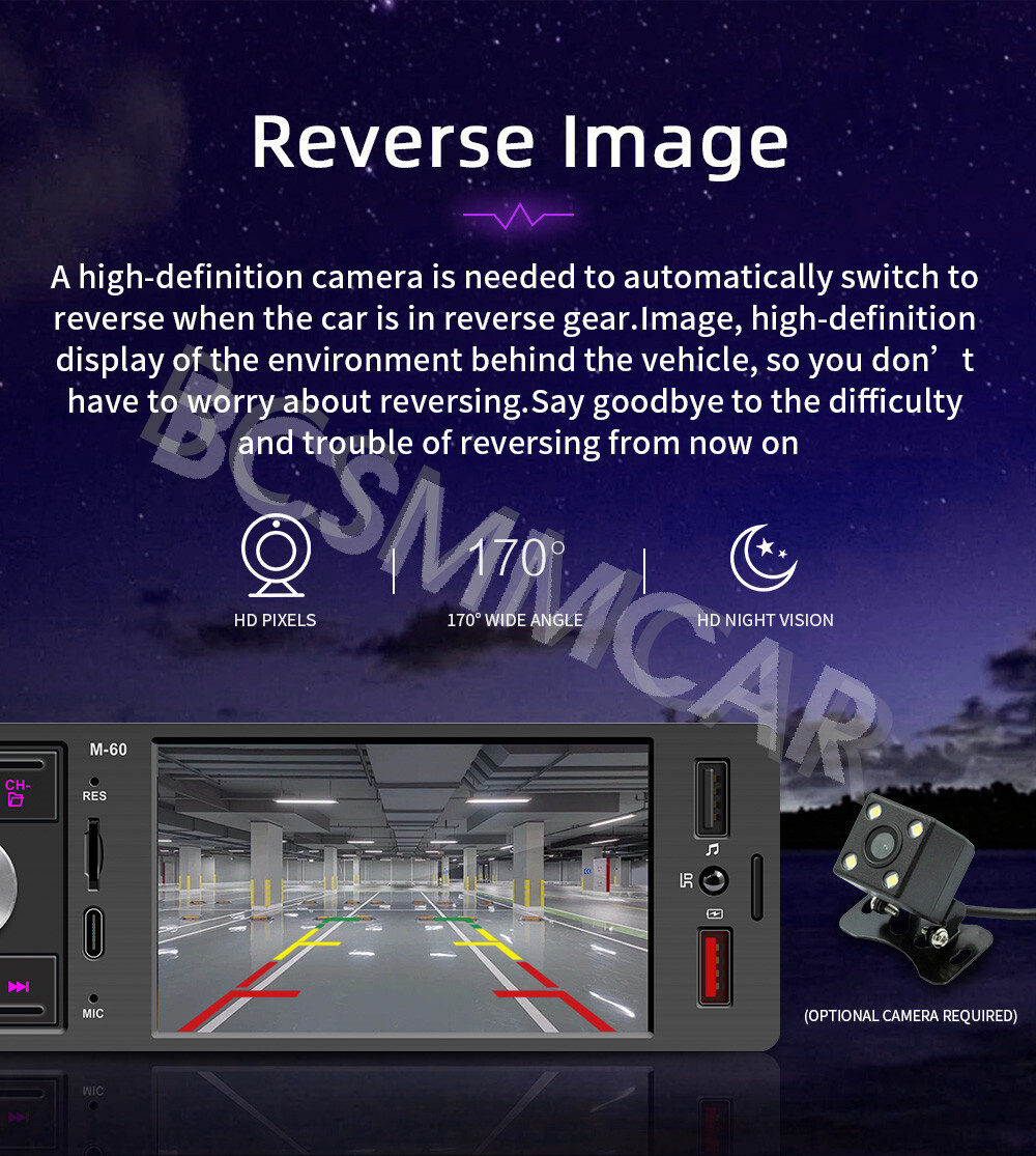 4.1in Single Din Car Media Player Touch Screen Radio Bluetooth Stereo TF AUX USB
