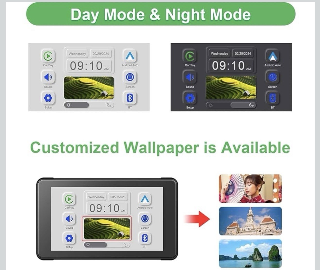 5 Inch Motorcycle CarPlay Screen, Wireless Carplay and Android 5 in NO camera