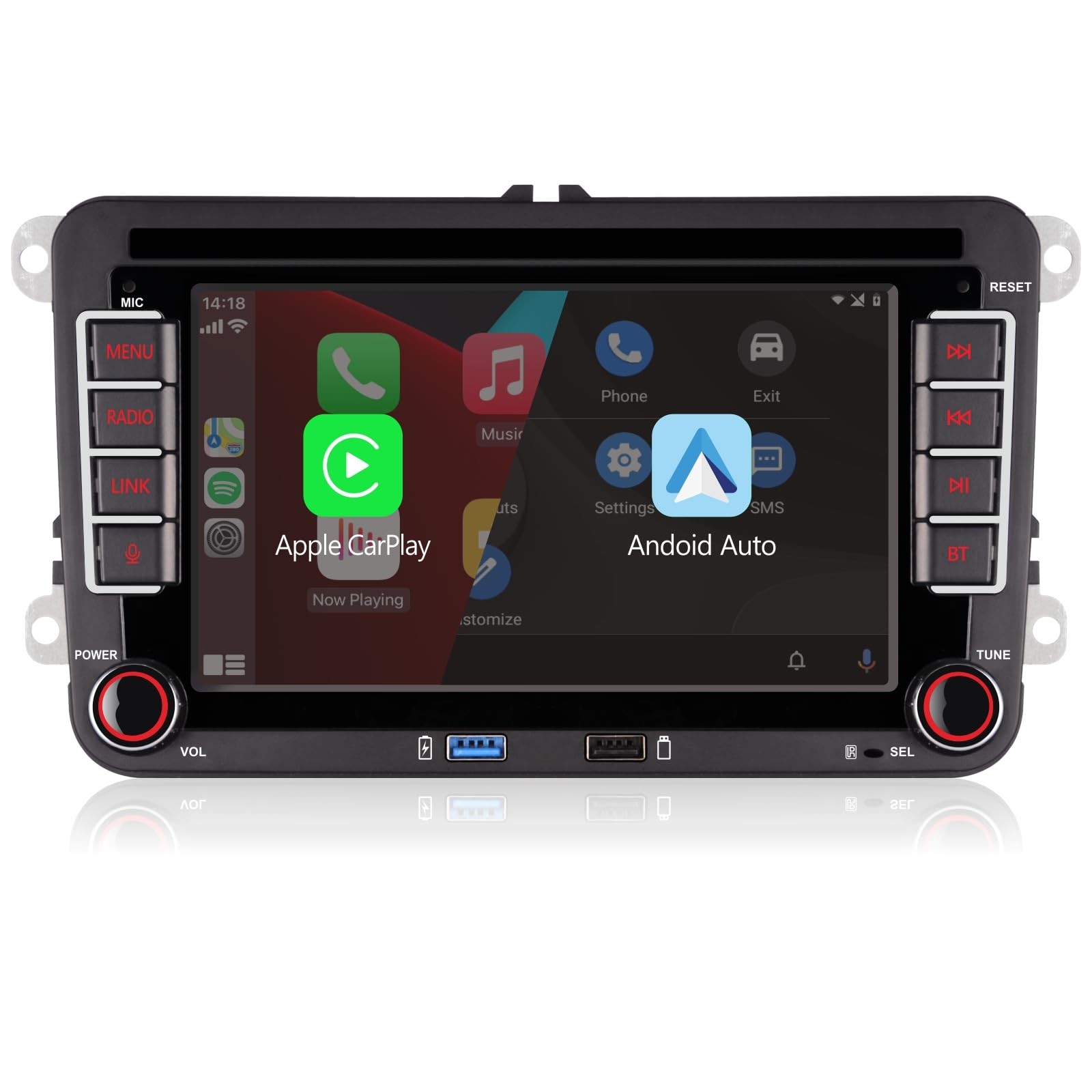 Double din Car Stereo Compatible with Wireless Carplay Android Auto with Blue…
