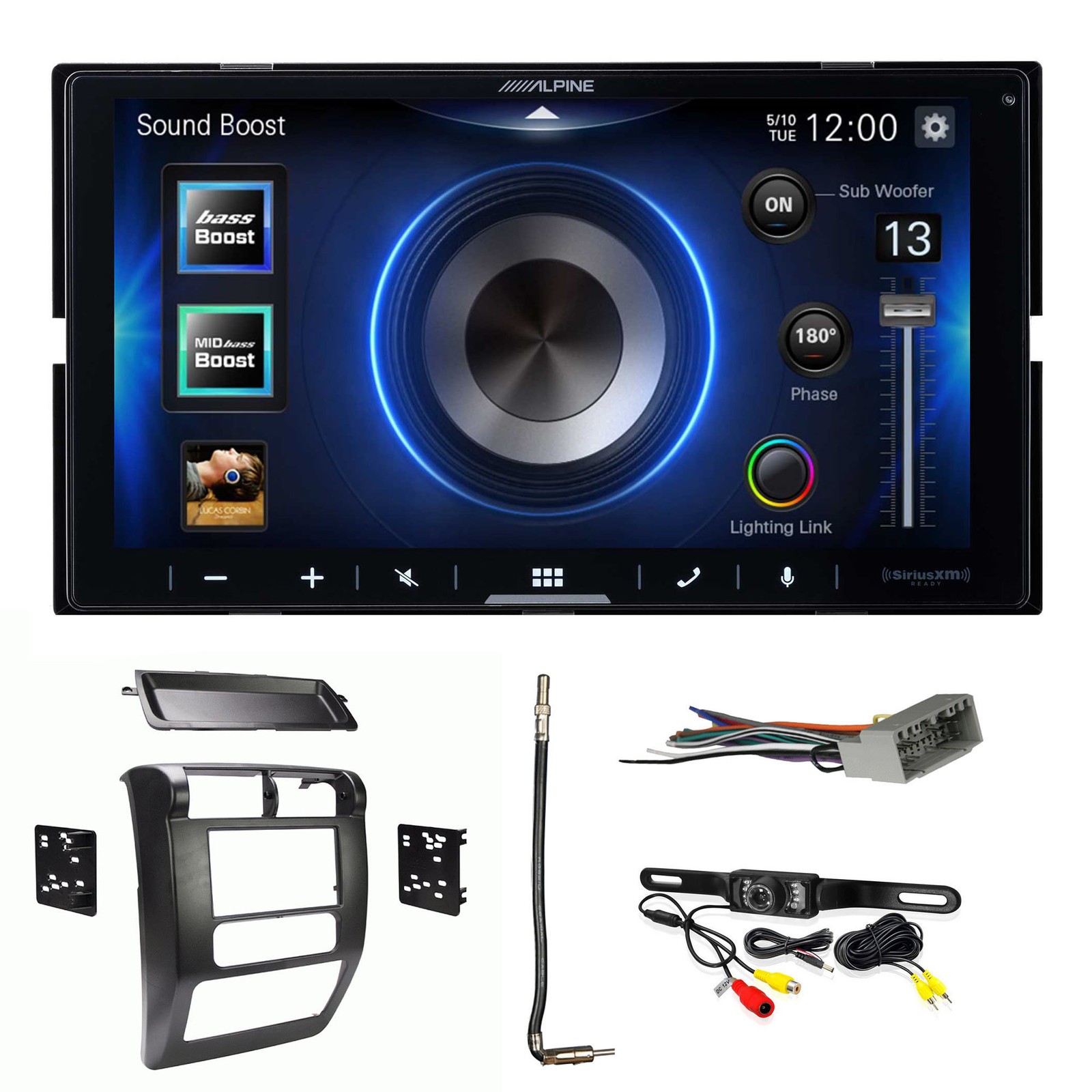 Alpine ILX-W670 Receiver, Metra 03-06 Dash Kit, Wiring, Antenna, Plate Mount