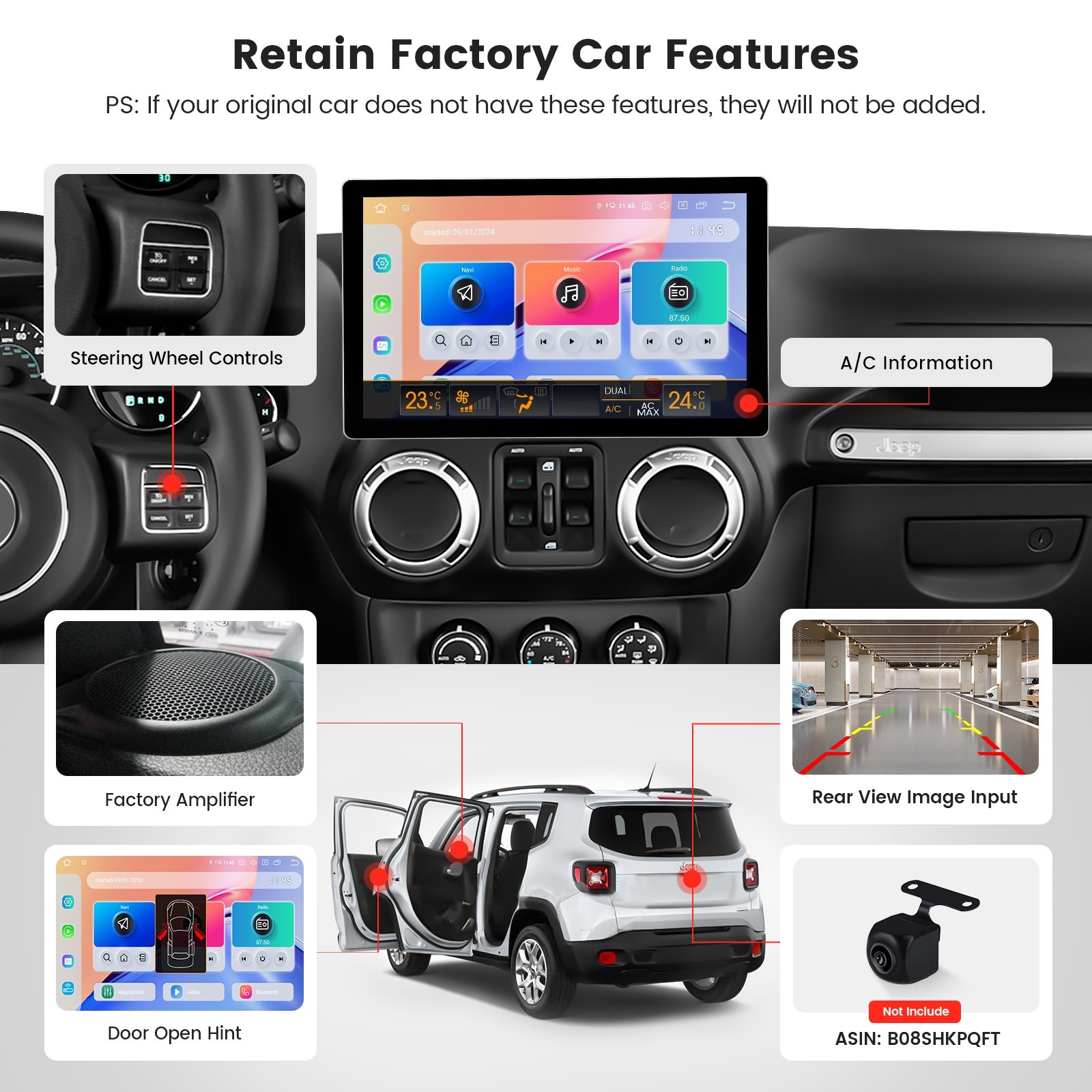 Dasaita 11.6″ Car Stereo for Jeep Wrangler 2007-2018 CarPlay 2K QLED