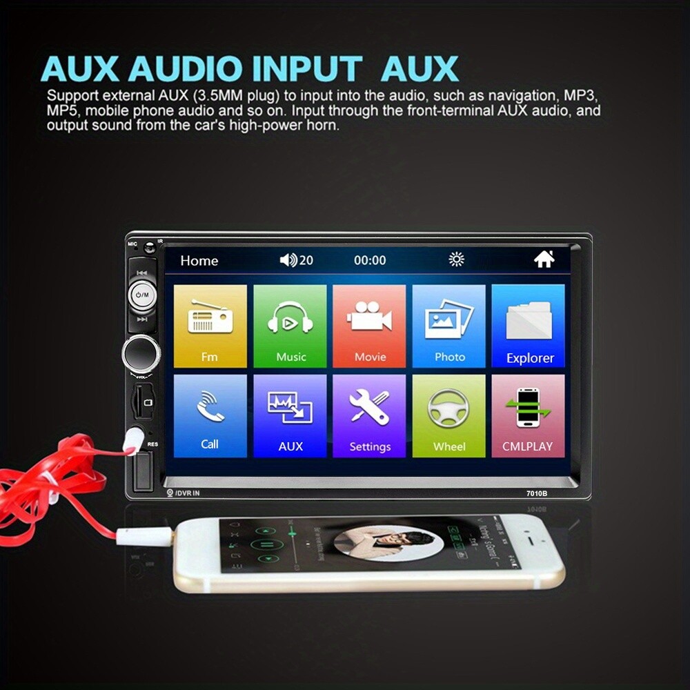 Double Din EQ Car Stereo 7″ LCD Screen Car Radio MP5 Player AUX Input Link