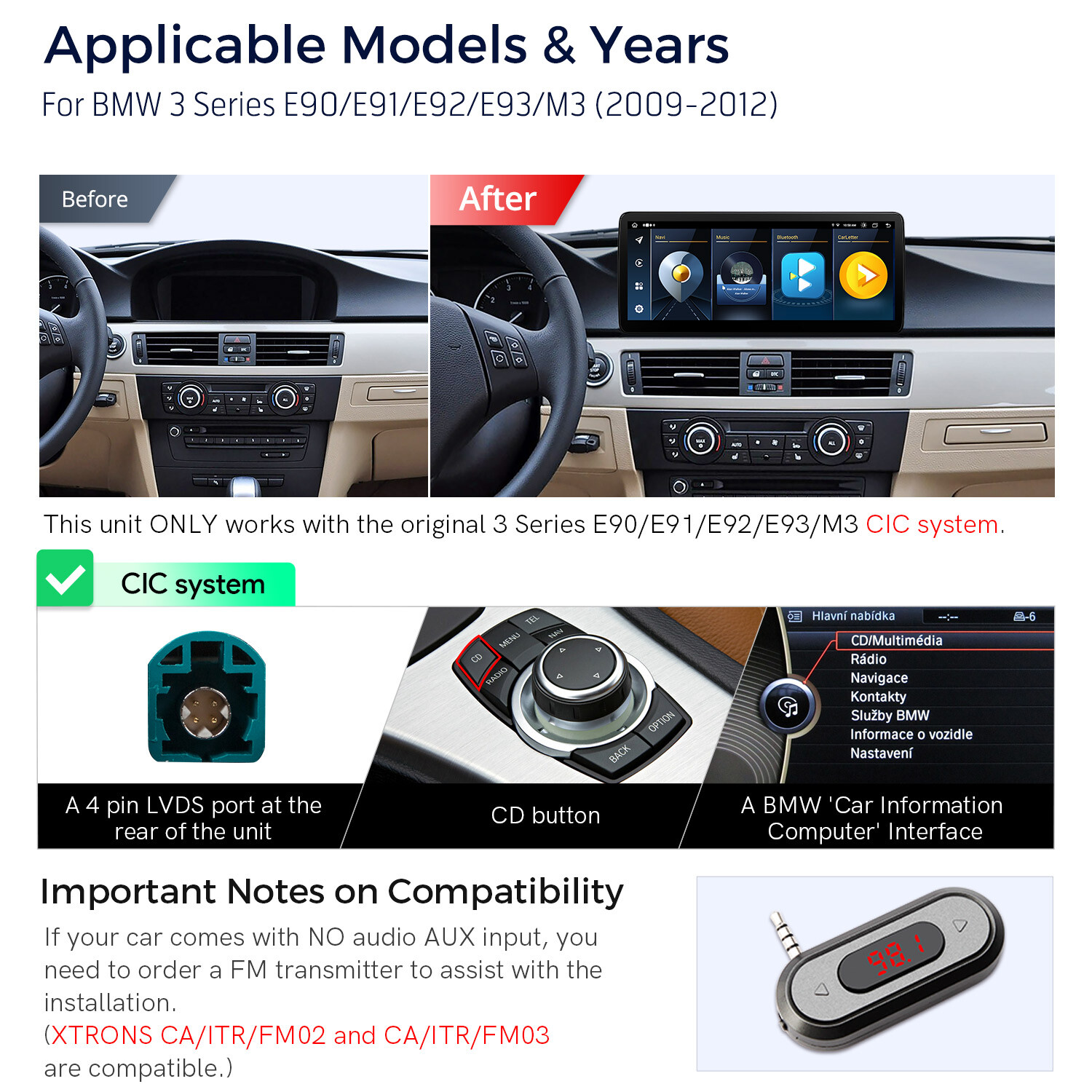 4G Android 13 4+64G Car Stereo GPS CarPlay Navi WiFi For BMW E90 E91 E92 E93 CIC