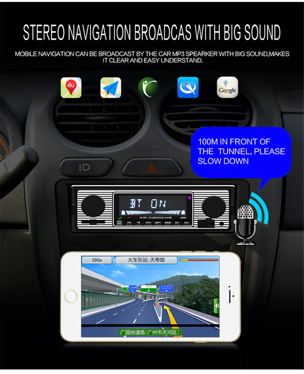 1Din Bluetooth Car Radio Stereo FM Audio Head Unit MP3 Player USB/TF/AUX In-Dash
