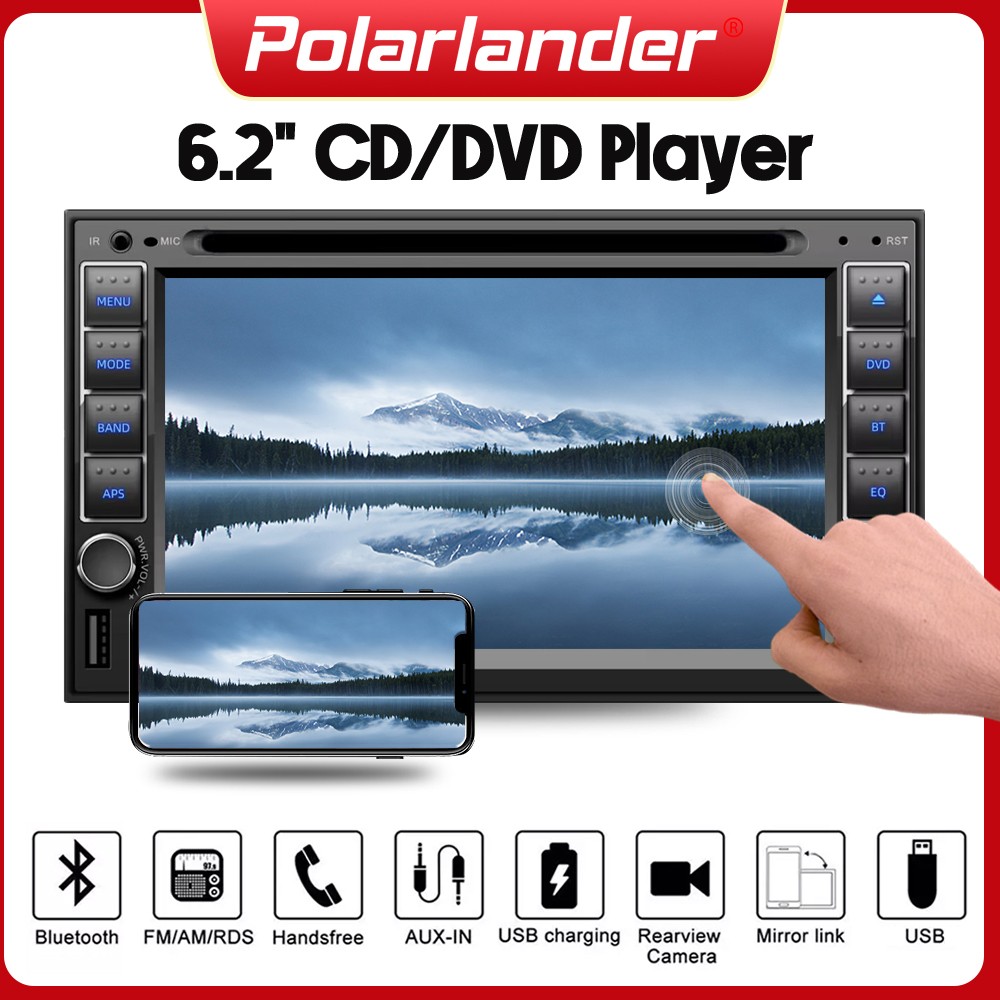 6.2″ 2 Din Touch Screen USB/SD/AUX Stereo Bluetooth Remote control DVD/CD Player