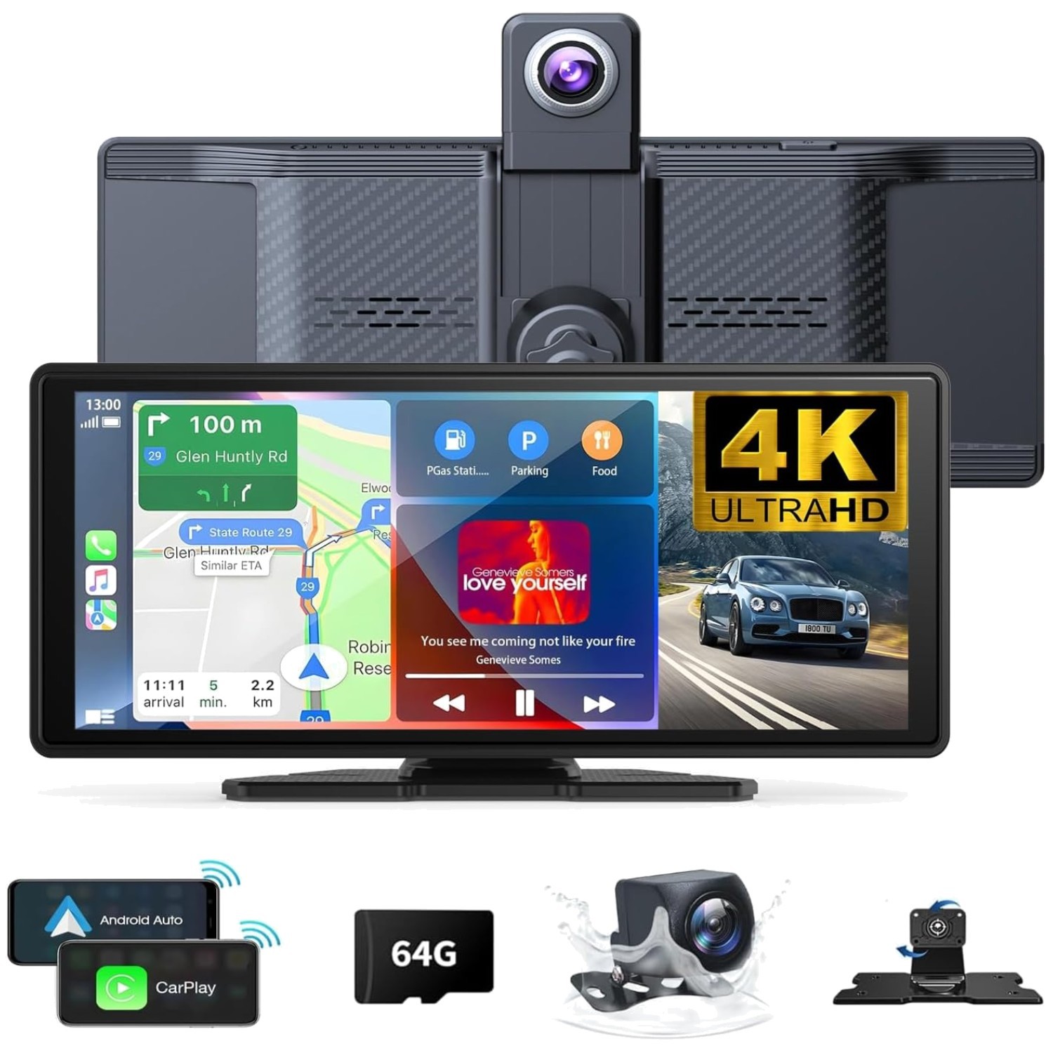 10.26″ 4K Carplay Screen with Backup Camera